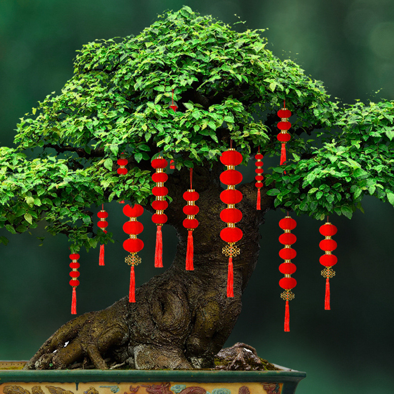 2022新款创意植绒灯笼灯笼串多规格植物装饰新年元旦过年家庭装饰
