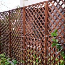 防腐木栅栏网格围栏户外庭院墙面实木花架爬藤架花园隔断碳化篱笆
