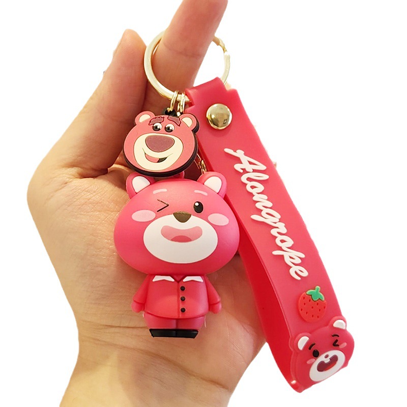 New Internet Celebrity Strawberry Bear Doll Doll Exquisite Keychain Cute Couple Schoolbag Hanging Ornament Small Gift for Students