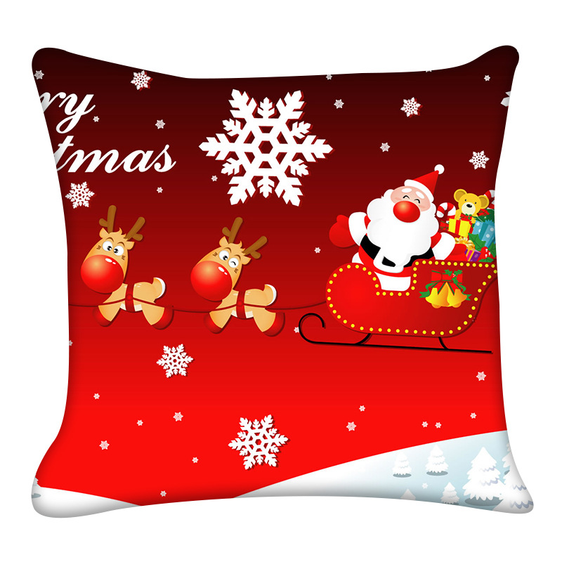 Snowman and Elk Christmas New Year Pillow Cross-Border New Pattern Christmas Removable and Washable Cute Cushion Pillowcase