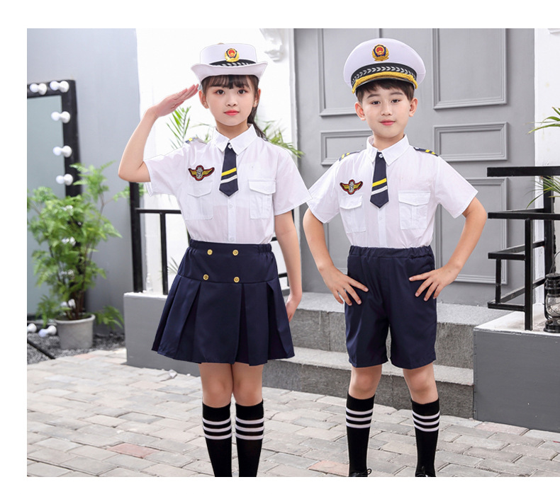 儿童小海军水手制服警察服飞行员套装毕业照男女学生大合唱演出服