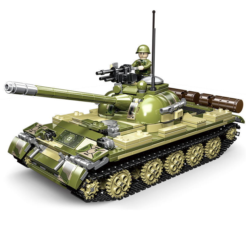 跨境苏联t54美式坦克小颗粒积木兼容乐高军事模型摆件儿童玩具-阿里巴