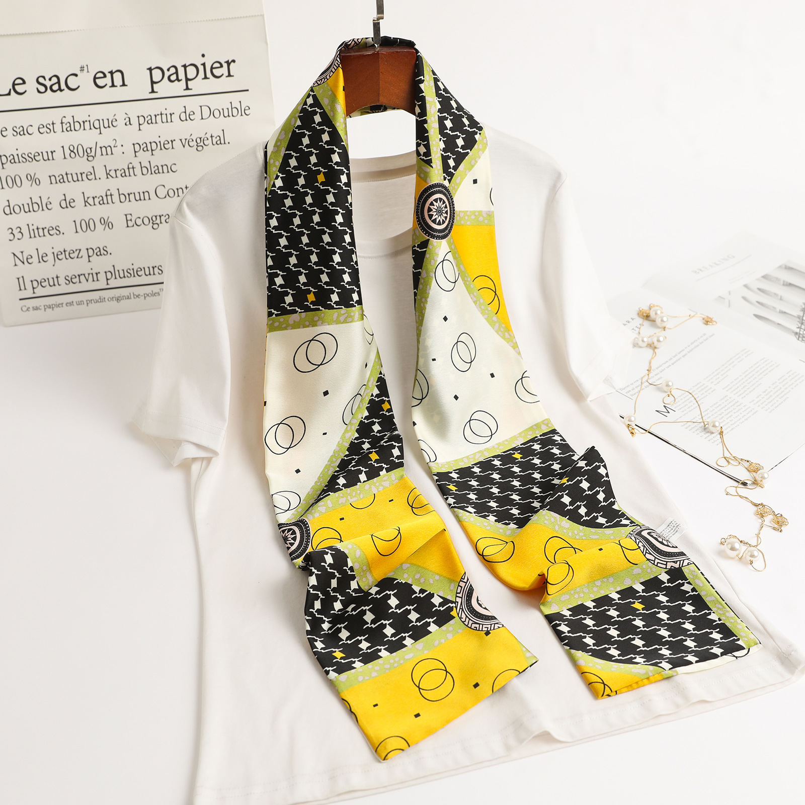 双色丝巾宽长条飘带领巾女春秋冬围巾脖子装饰职业装双层发带腰带