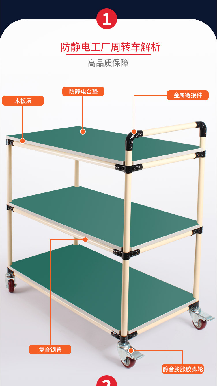 防静电周转车精益管线棒手推车可移动多层分拣工具车仓库物料货架