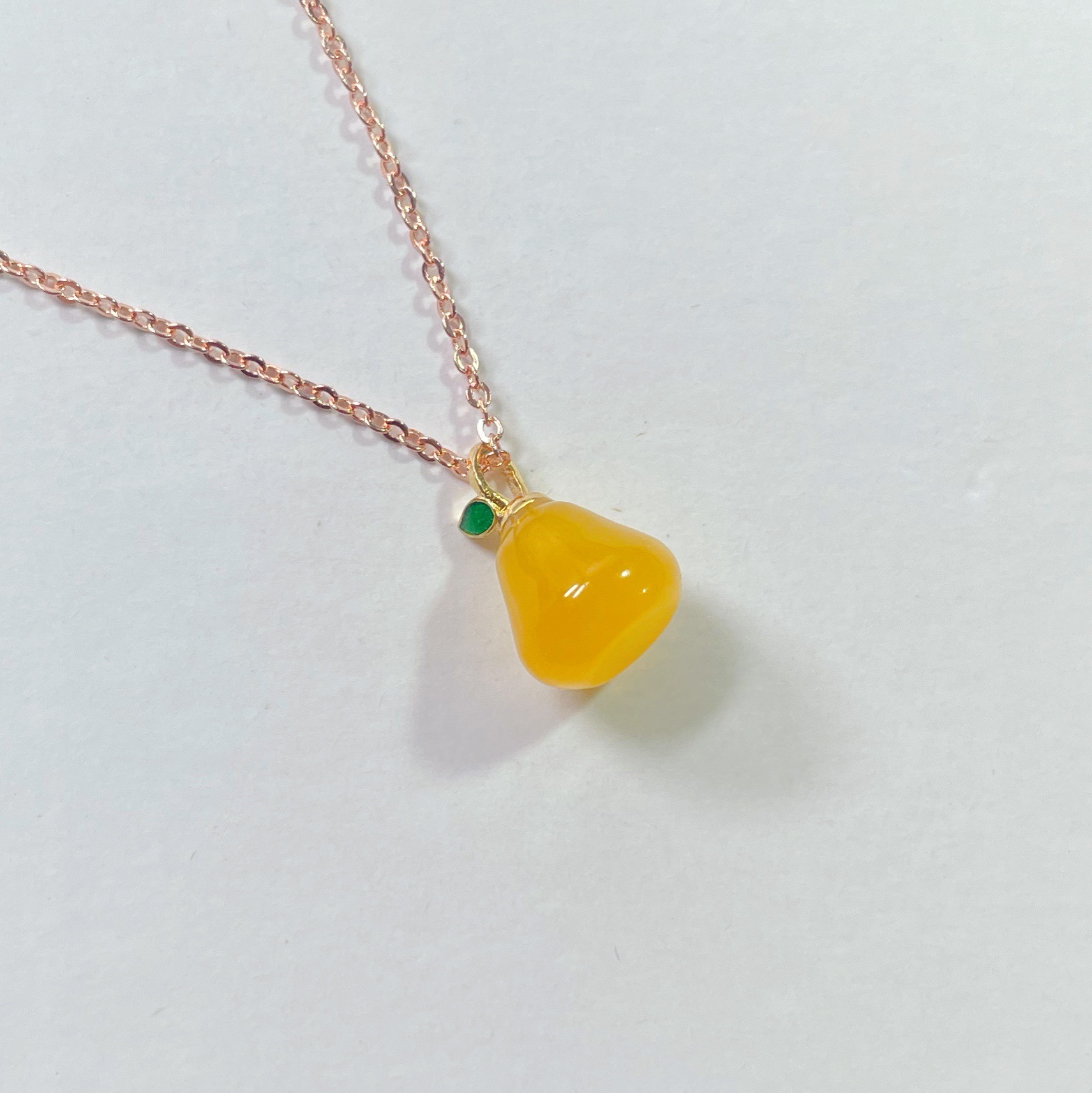 玉髓雪梨吊坠项链水晶水果挂坠小滴溜首饰玛瑙水蜜桃苹果