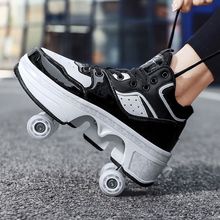 滑轮鞋四轮中小学生代步变形新款网红自动伸缩轮滑运动鞋跨境供应
