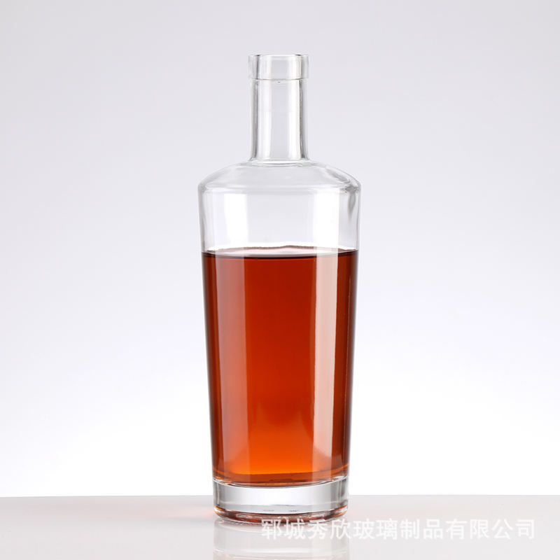 厂家伏特加酒瓶透明加厚玻璃酒瓶 750ml朗姆酒瓶密封高分子塞空瓶