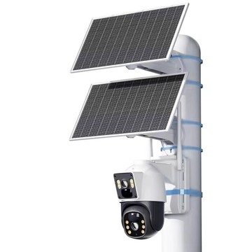 双太阳能板监控摄像机4g摄像头无电无网智能手机远程连接室外鱼塘
