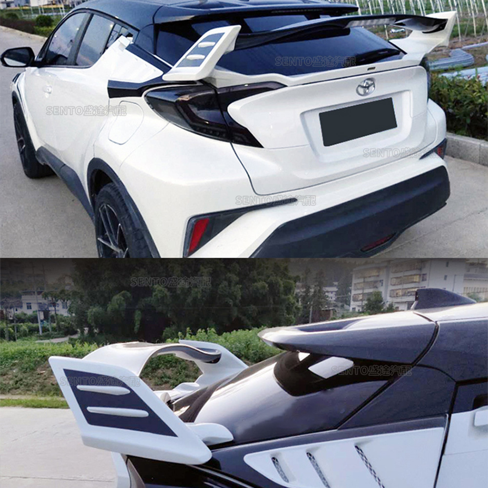 适用于2016-2020丰田奕泽 chr改装大尾翼定风翼带led灯尾翼扰流板