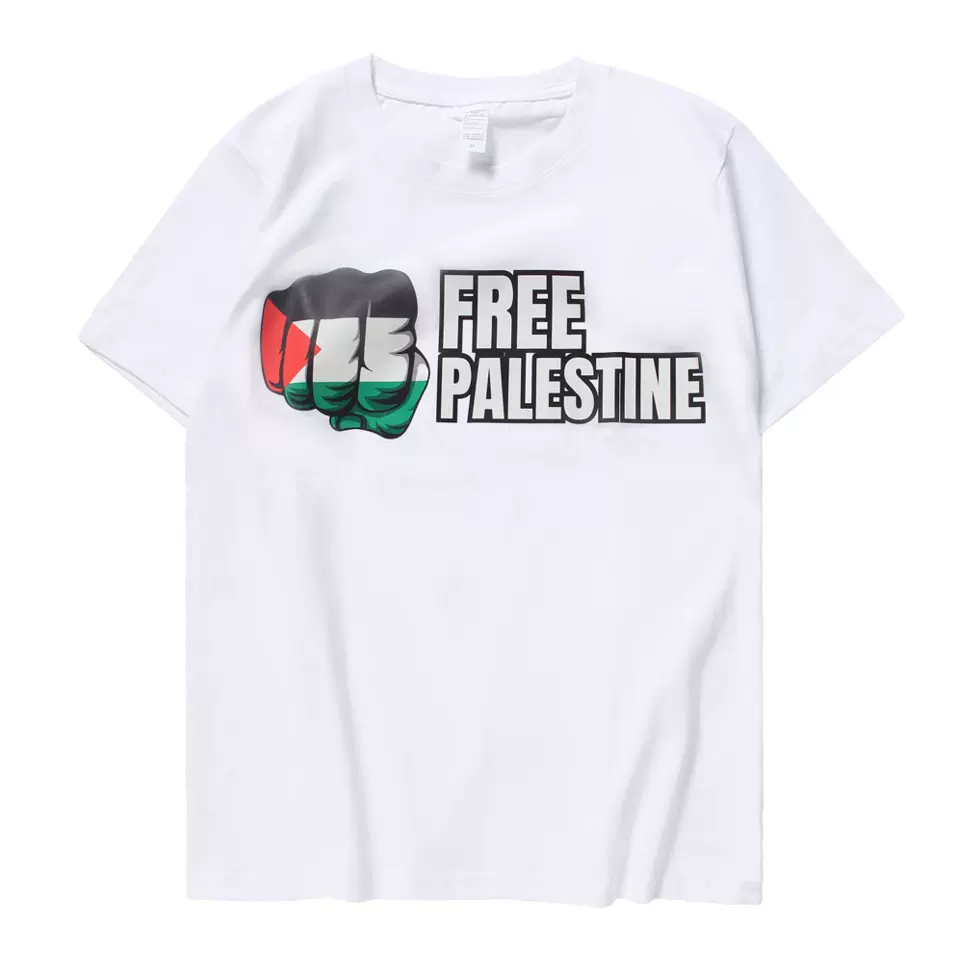 巴以冲突声援巴勒斯坦天使之翼3D印花t恤短袖国旗自由和平T恤休闲