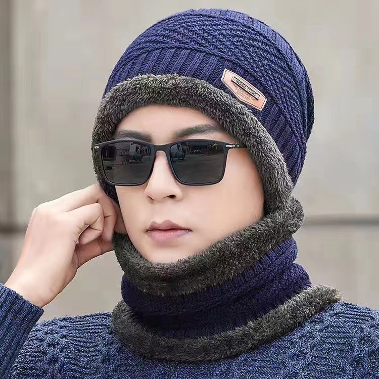 Hat Scarf Set Female Winter Woolen Hat Fleece Pullover Cap Outdoor Windproof Earmuffs Hat Warm Knitted Hat Male