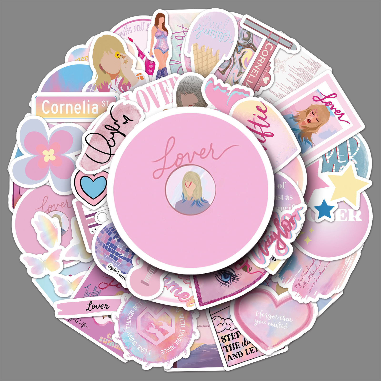 50张泰勒专辑涂鸦贴纸个性跨境粉色lover装饰手机壳电脑平板贴纸