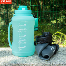 新品2升大容量水杯男士运动水壶2L耐高温健身硅胶折叠水桶大肚杯