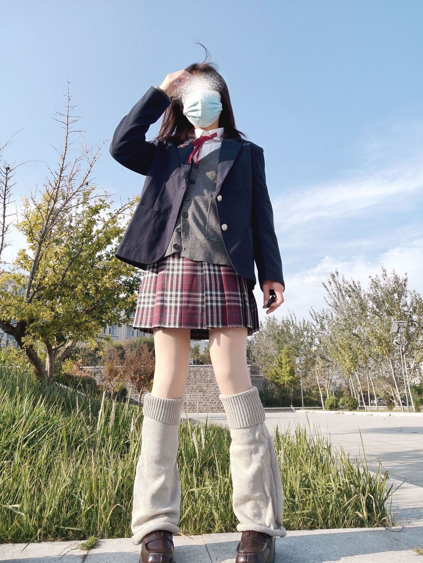 浅灰针织袜套堆堆袜日系y2k美腿秋冬亚文化jk袜子女阔腿喇叭腿套