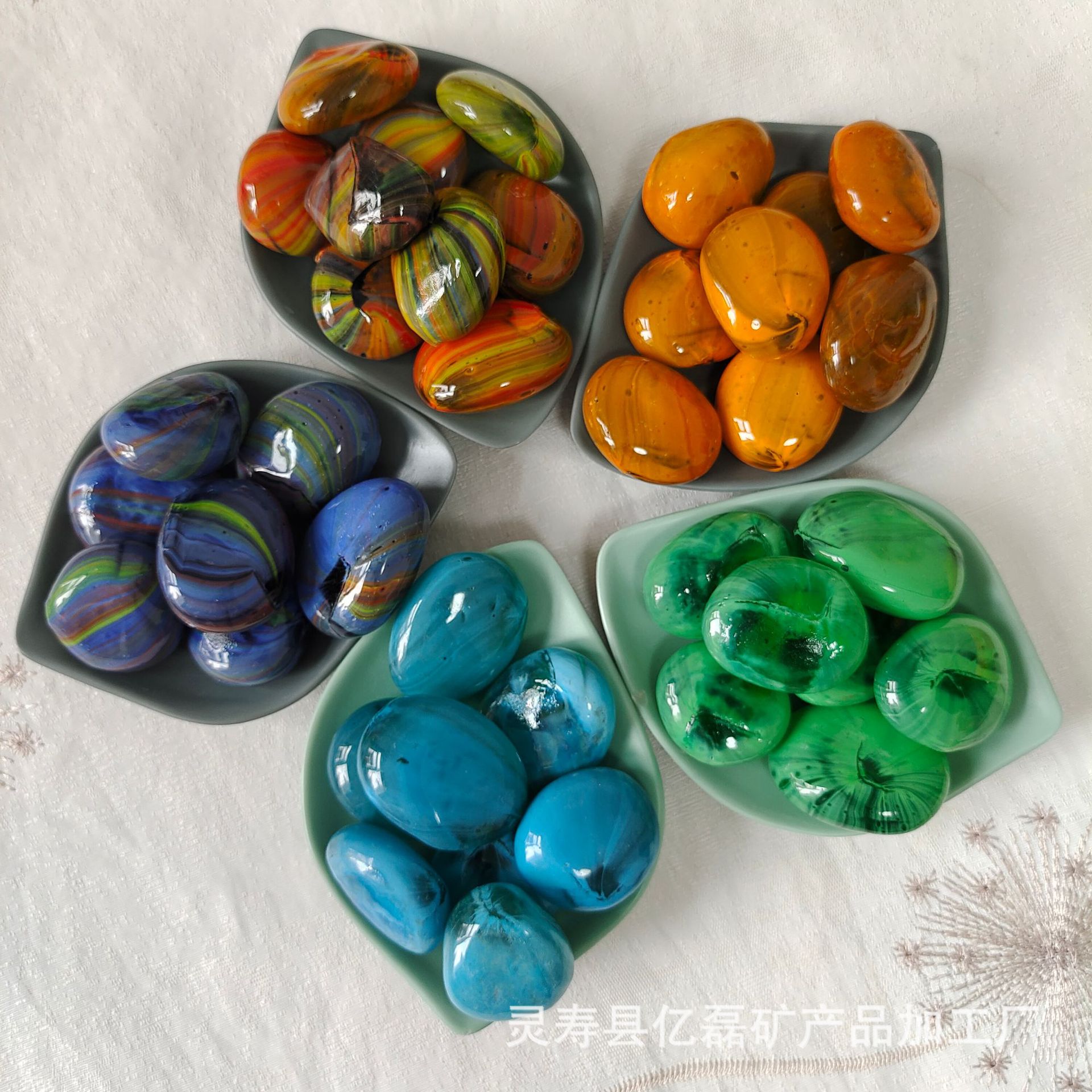 玻璃雨花石 炫彩玻璃鱼缸五彩雨花石铺路彩色鹅卵石头盆栽铺面
