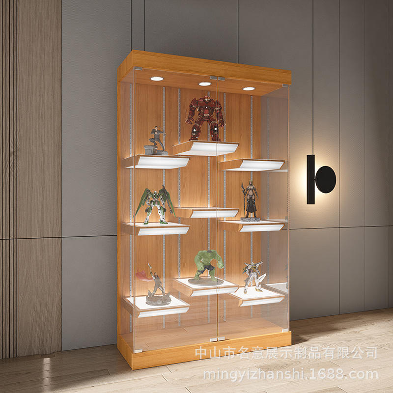 定制手办展示柜乐高玩具陈列柜礼品展柜木质玻璃精品样品展示架