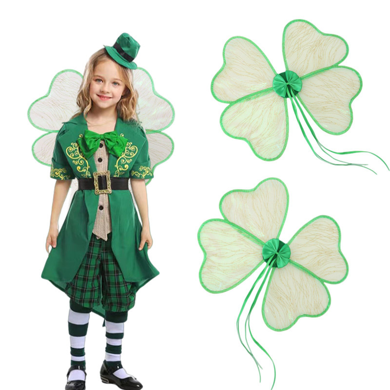 Zilin Cross-Border New St. Patrick's Day Party Makeup Props Lucky Green Irish Clover Wings