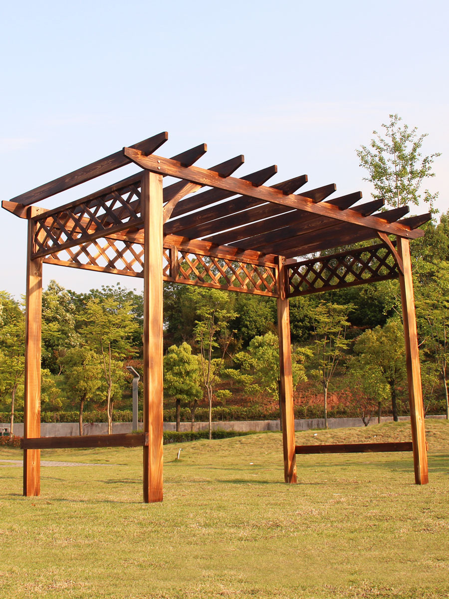 防腐木葡萄架庭院碳化木长廊户外凉亭别墅室外简易实木爬藤架花架