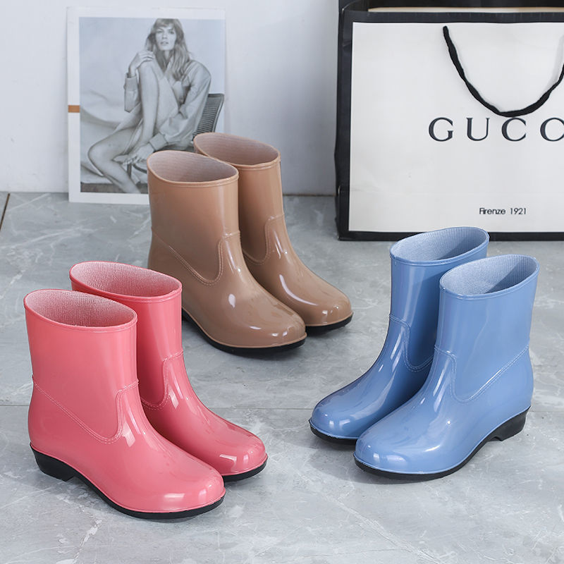 雨衣时尚款水鞋短筒水鞋女雨鞋加绒软底加厚雨靴女款中筒防寒滑靴