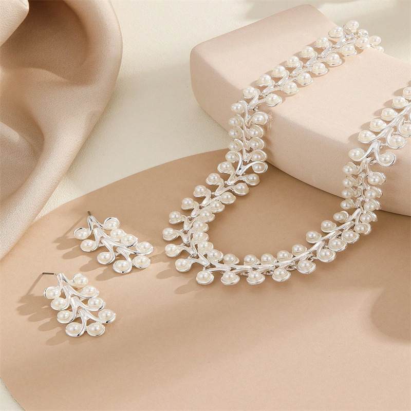 Rhinestone Necklace Suit Europe and America Cross Border Bridal Jewelry Shoulder Chain Set Chain Wedding Dress Accessories