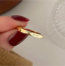 J87爱你”钛钢18K金色刻字母戒指女时尚设计时尚个性新款潮