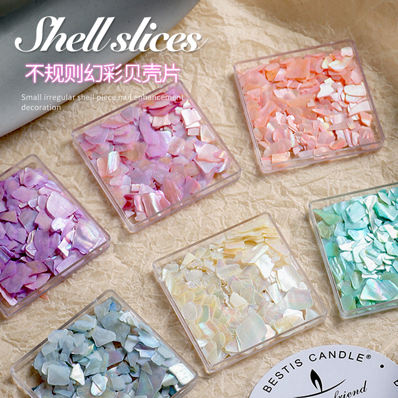 INS Japanese Nail Art Shell Patch Colorful Bright Candy Color Irregular Natural Abalone Shell Nail DIY Decoration