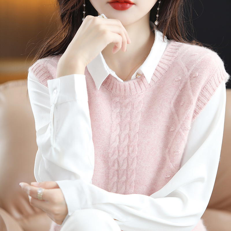 毛衣马甲女背心春秋2024新款针织衫无袖坎肩镂空百搭上衣短款马夹