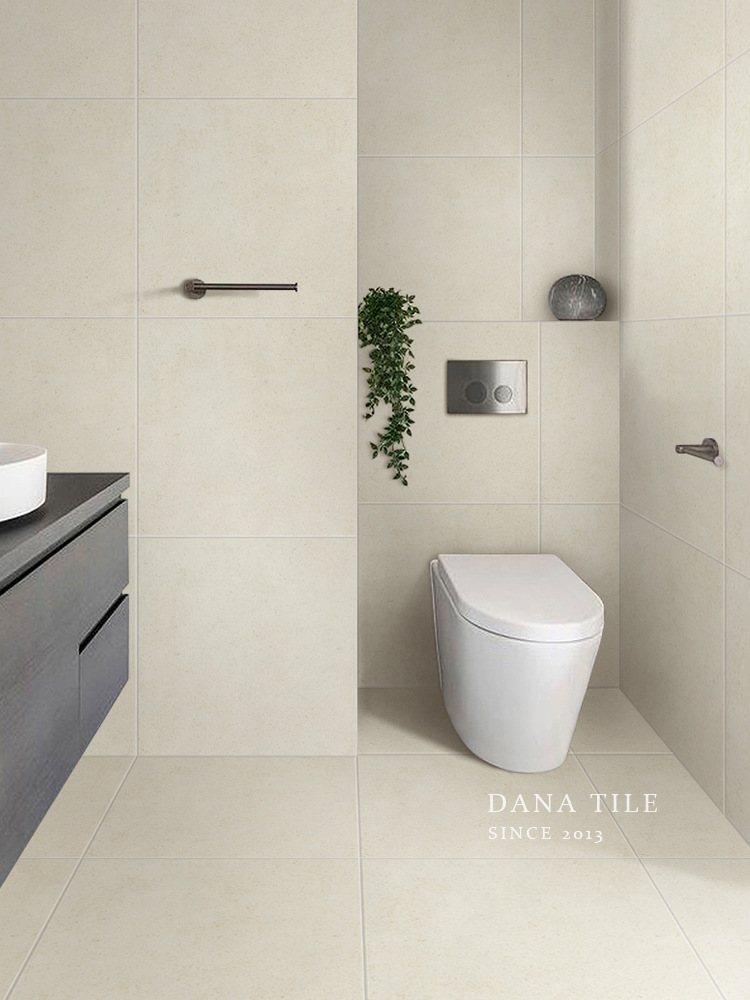 侘寂风仿微水泥瓷砖米白色厨房卫生间墙砖阳台防滑地砖素色仿古砖