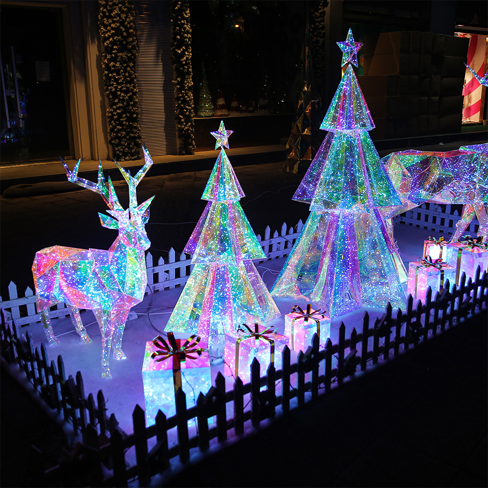 Magic Color Light-Emitting Christmas Tree Shopping Window Magic Color Christmas Elk Christmas Outdoor Scene Layout Light Festivals Pack