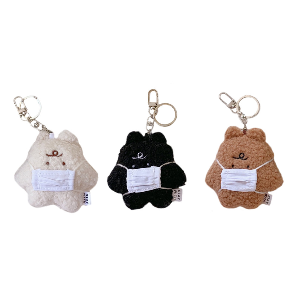 Bag Ornaments Ins Style Cute Plush Mask Bear Accessories Pendant Sweet Cartoon Couple Doll Keychain