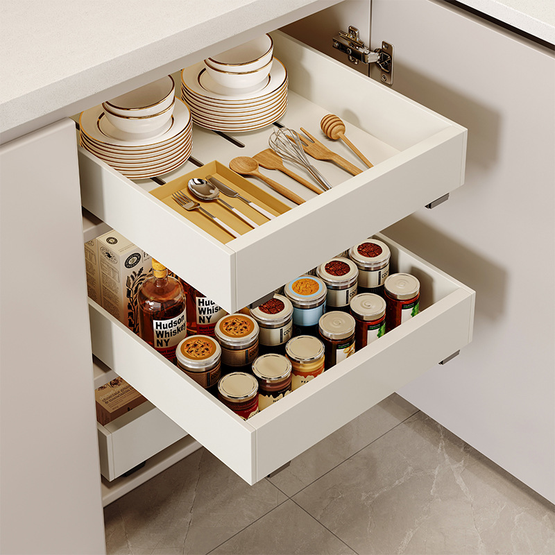 Cabinet Drawer Storage Rack Kitchen Sink Storage Pull-out Basket Multi-Layer Seasoning Bowl Dish Plate Pull-out Storage Box