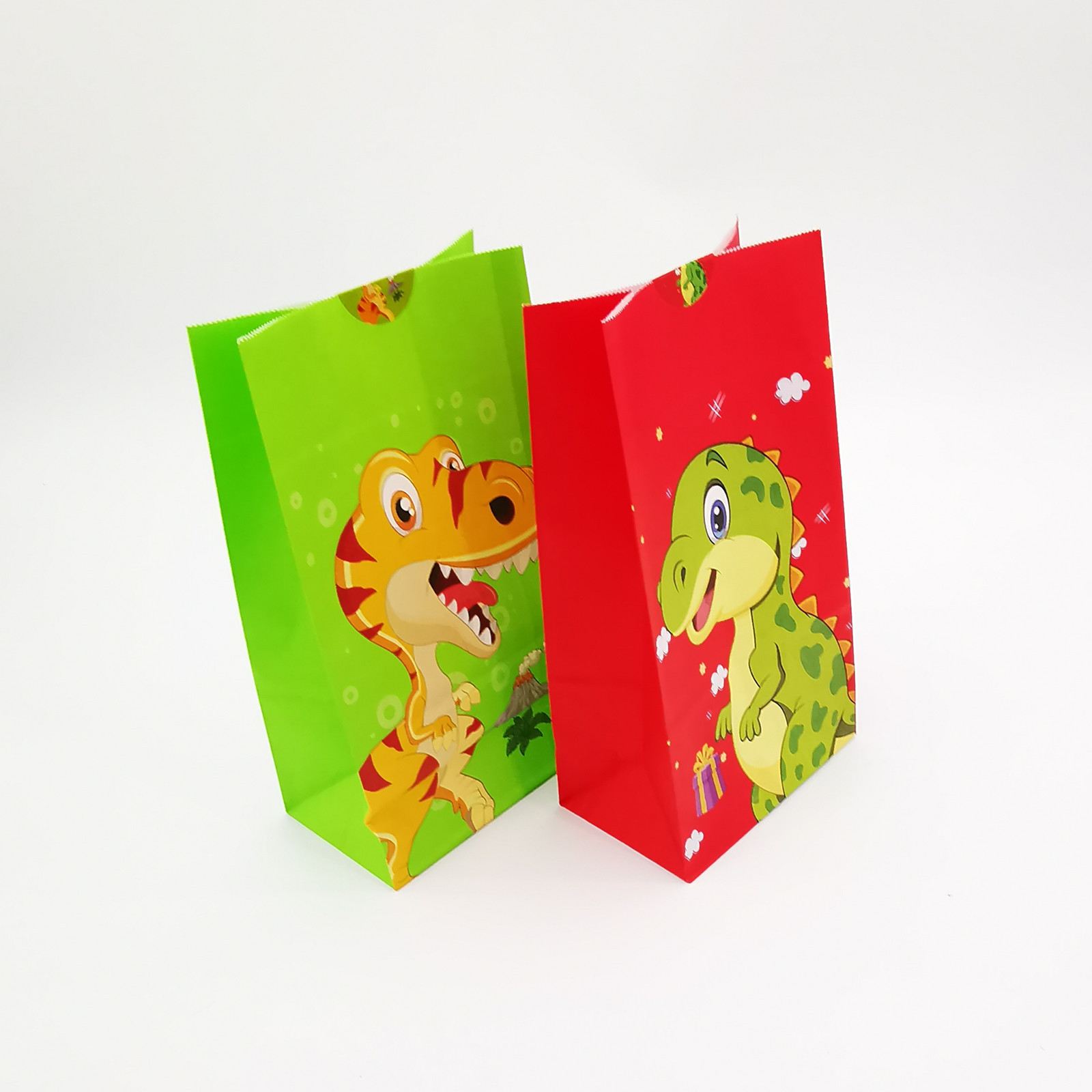 欧式个性动物卡通纸袋 恐龙系列宝宝庆生周岁礼物袋子配可爱贴纸