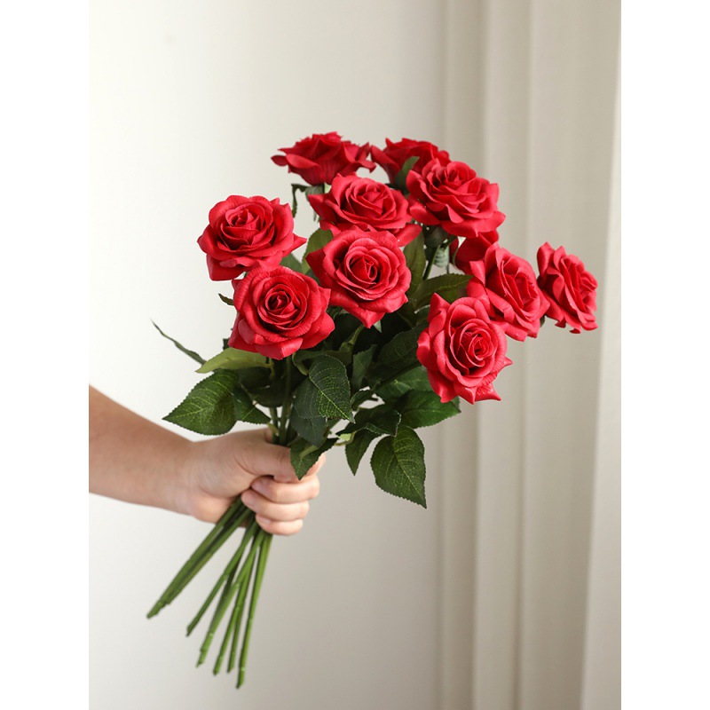 手感保湿玫瑰花仿真花绢花干花花束家居装饰假花插花情人婚庆拍照