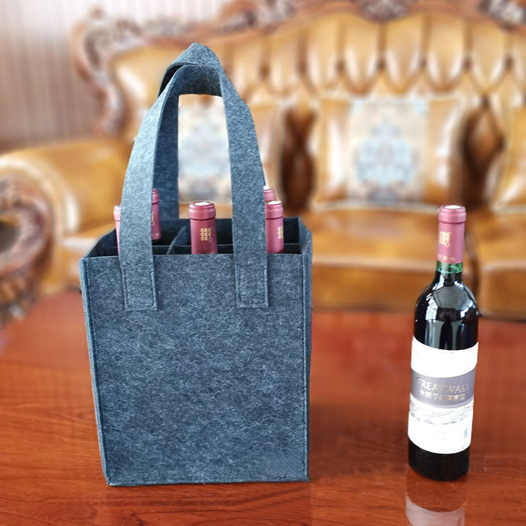 Advertising Gift Wine Bag Felt Wine Bag Bota Bag Printed Logo Fashion 6 Bottles Red Wine Bag Felt Handbag