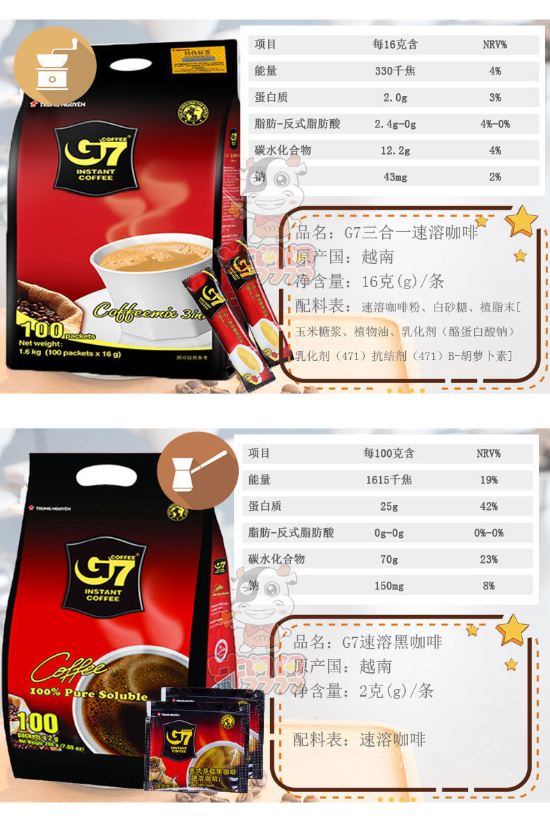 韩国进口麦馨咖啡原味摩卡牛奶三合一口味饮品办公室休闲饮料g7