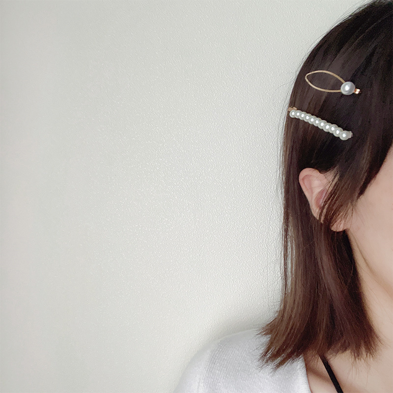 可爱珍珠发夹ins韩国水钻发卡复古刘海发夹简约爱心