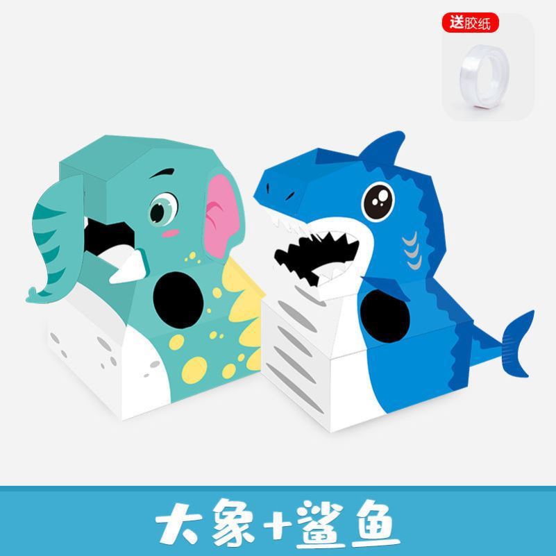 DIY Wearable Carton Dinosaur Shark Head Cover Boy 3-6 Years Old Kindergarten Play Game Kids Toys