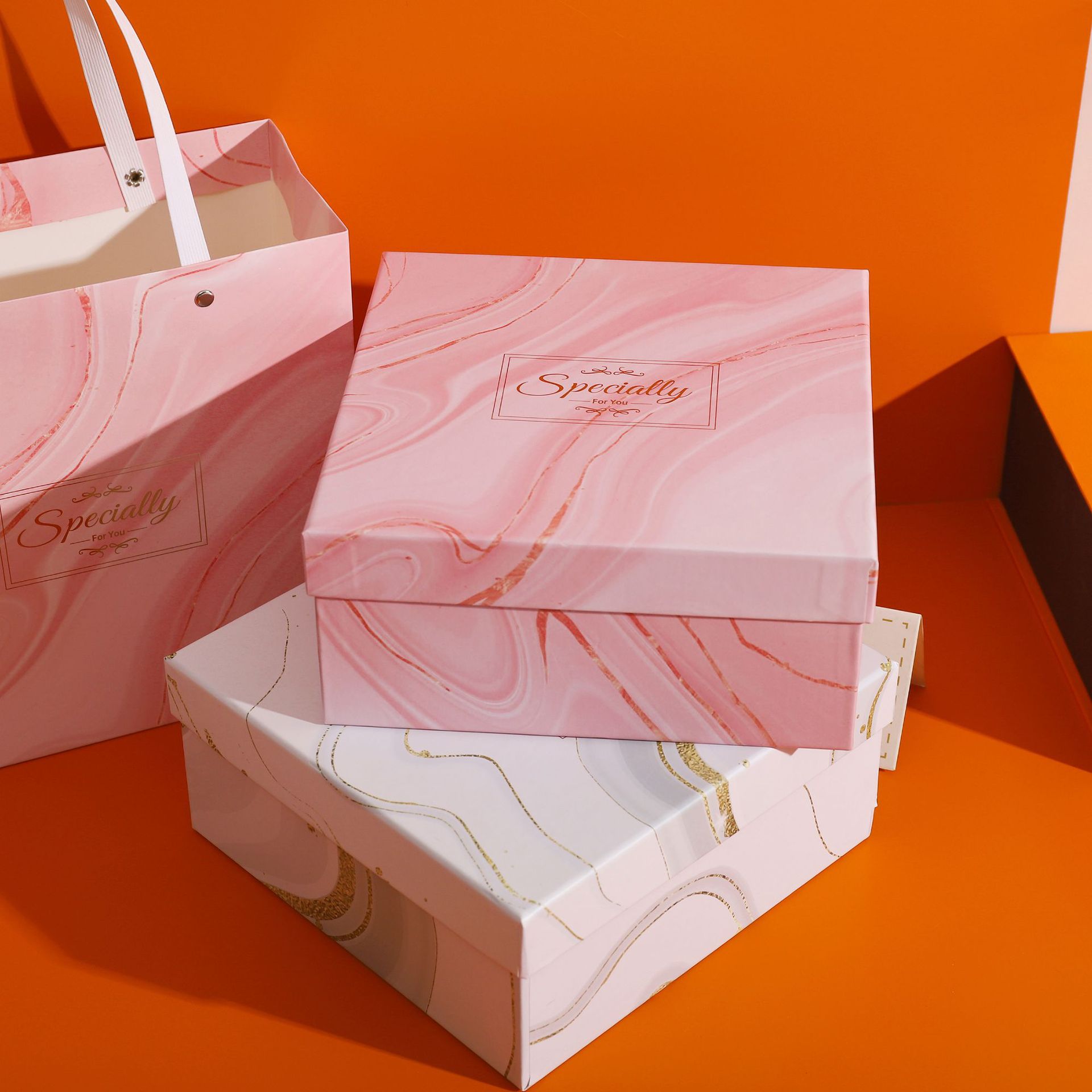 方形大号简约生日结婚伴手礼礼品盒包装空礼盒大理石ins风 礼物盒