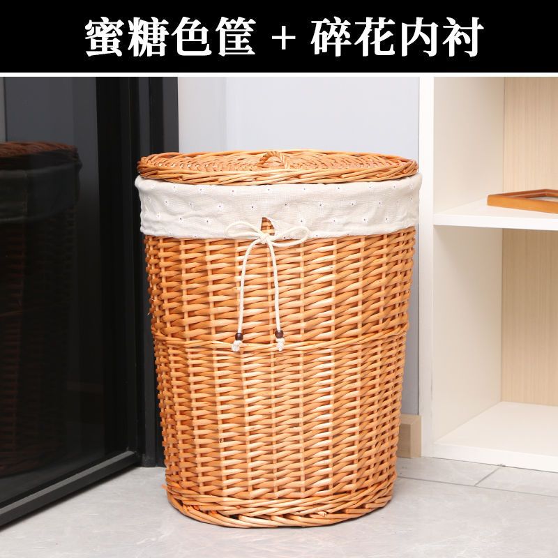 Bamboo Basket Rattan Woven Storage Basket Laundry Basket Dirty Clothes Basket Toy Clothes Bedroom Bathroom Hot Pot Restaurant with Lid Laundry Baskets Hot