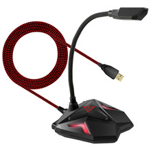 跨境批发  USB电脑竞技游戏麦克风 鹅颈电容麦编织线话筒可接耳机
