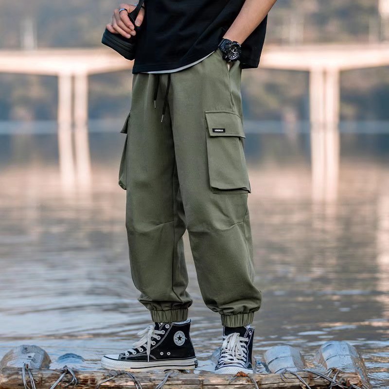   Workwear Casual Pants Men's Summer Thin Men Fashion Brands oose Tappered Overalls Teenagers Handsome Pants