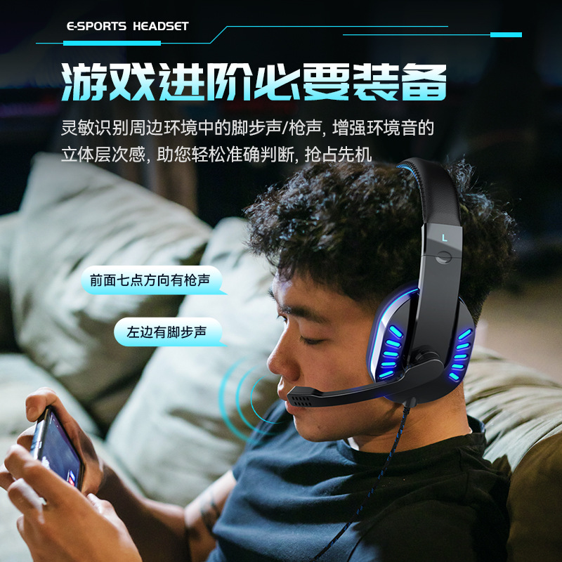 Soyto Wired Computer Ps5 Headset with Microphone Luminous Game Headphone Head-Mounted Gaming Headsets Chicken Delivery