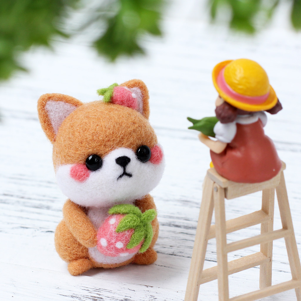 坐姿柴犬 礼物手作卡通周边摆件 diy戳戳乐羊毛毡材料包