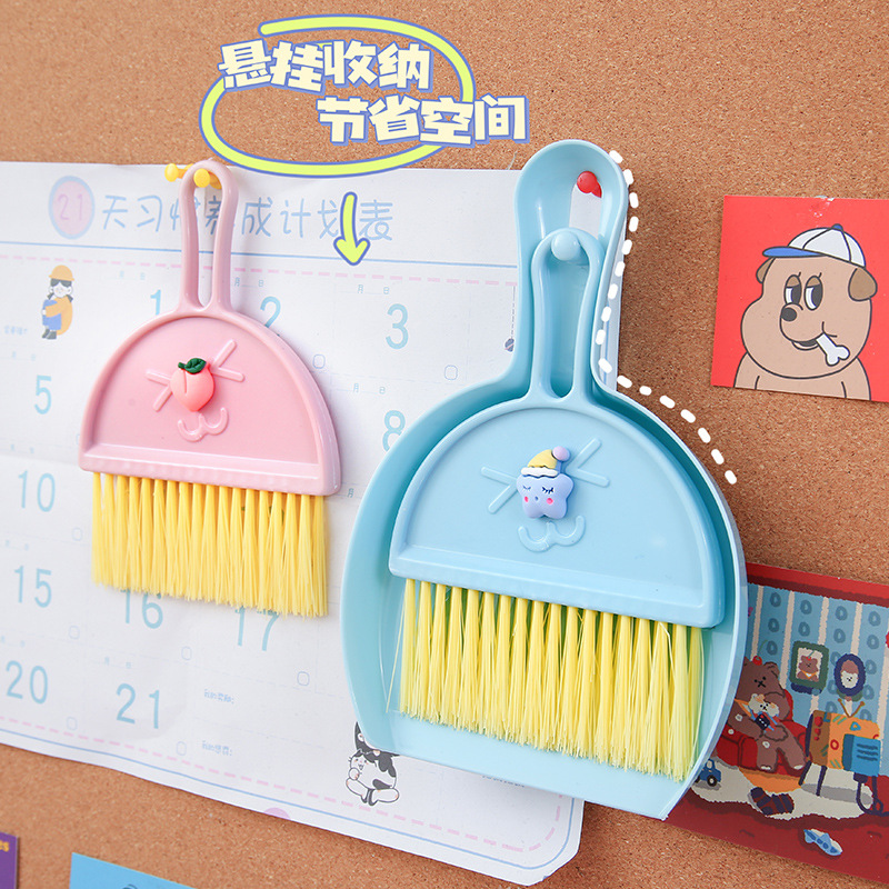 Cute Home Desktop Mini Broom Keyboard Cleaning Brush Small Size with Dustpan Small Broom Suit Computer Sundries Brush