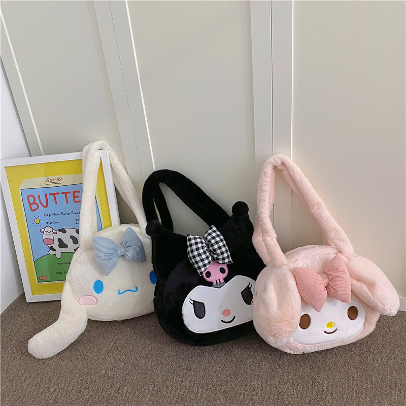 Japanese Ins Girl Heart Plush Bag Large Capacity Mummy Bag Little Devil Hand Bag Shoulder Bag Female Gift women bag