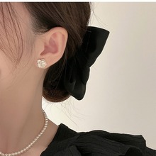 银针气质名媛山茶花耳钉小众设计高级感耳环女小香风耳饰