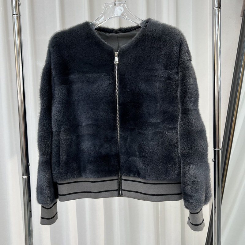 2023冬新款紫标天鹅绒水貂皮草外套女高级感奢华整貂貂皮大衣短款