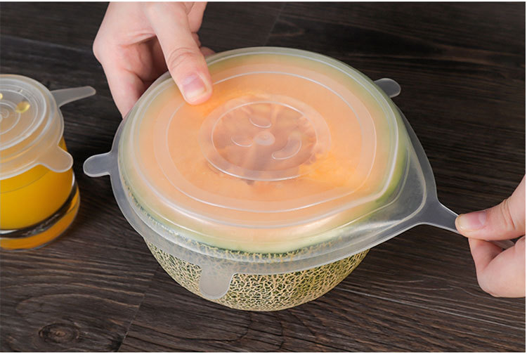食品级硅胶保鲜盖万能碗盖多功能保鲜膜密封盖子圆形大小号6件套