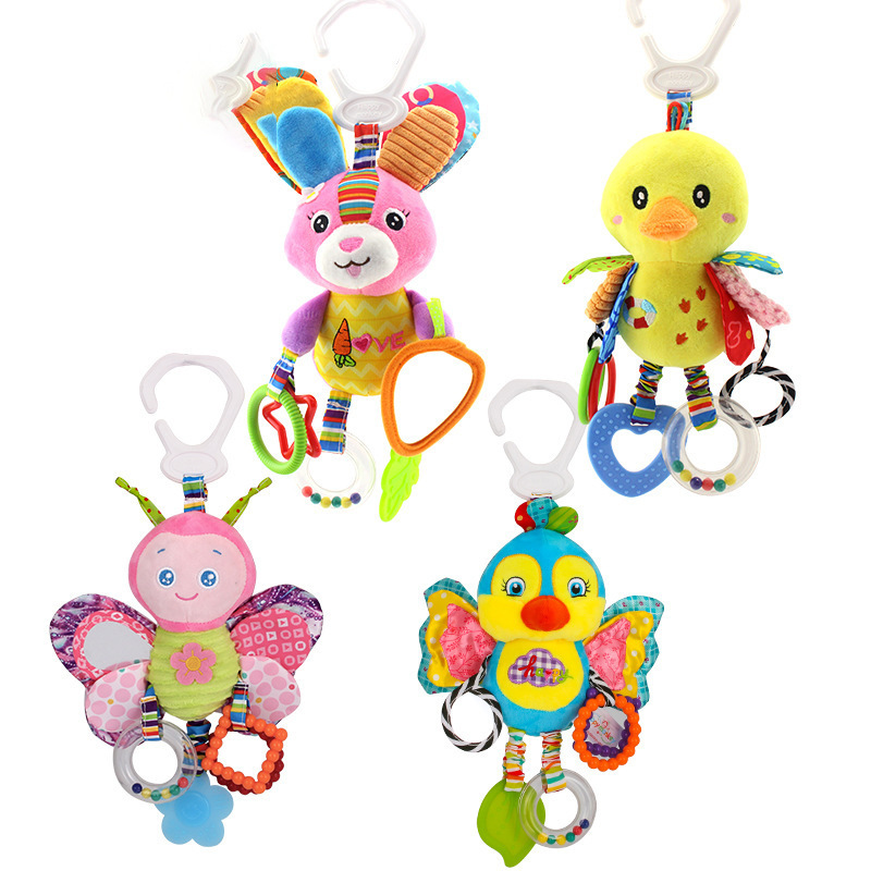 World Cup Mascot Multifunctional Car Crib Hanging Plush Toy Rattle Mirror Teether Bed Bell