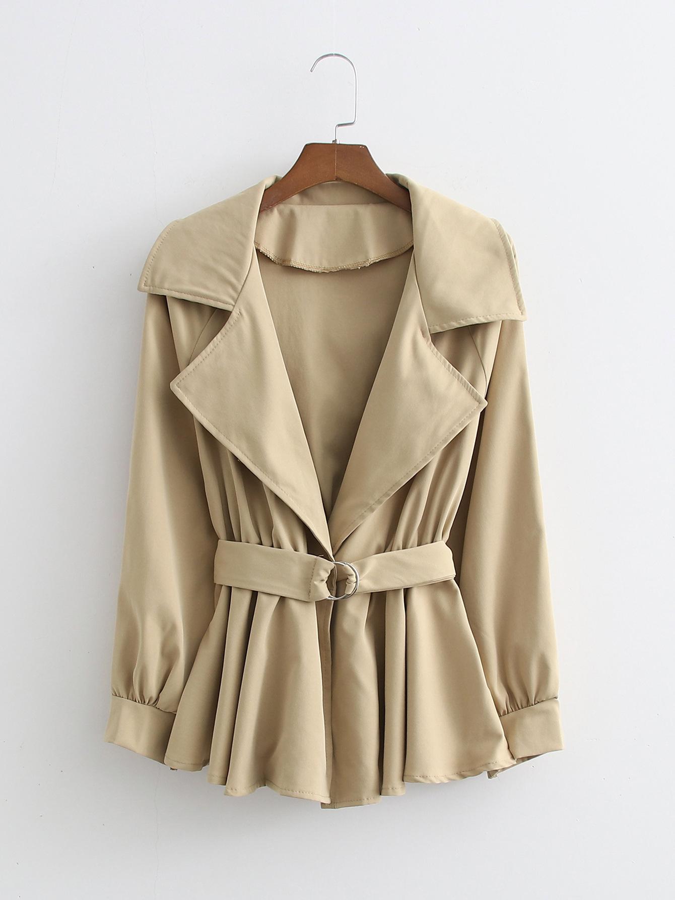 xd/4495yt 21秋装新品 韩版时尚瑞丽女装系带收腰大翻领风衣外套